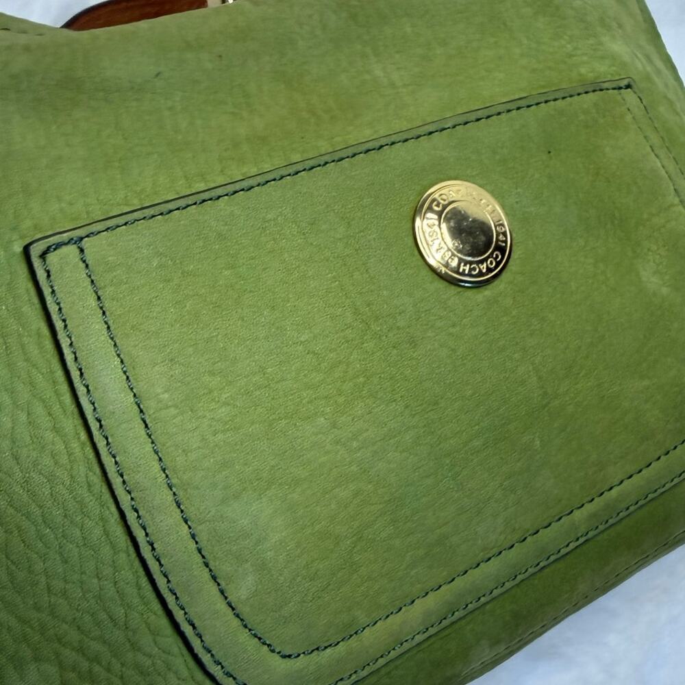 RARE y2k COACH 8A54 Chelsea Hobo Turnlock Nubuc Green Shoulder Bag - Picture 6 of 12